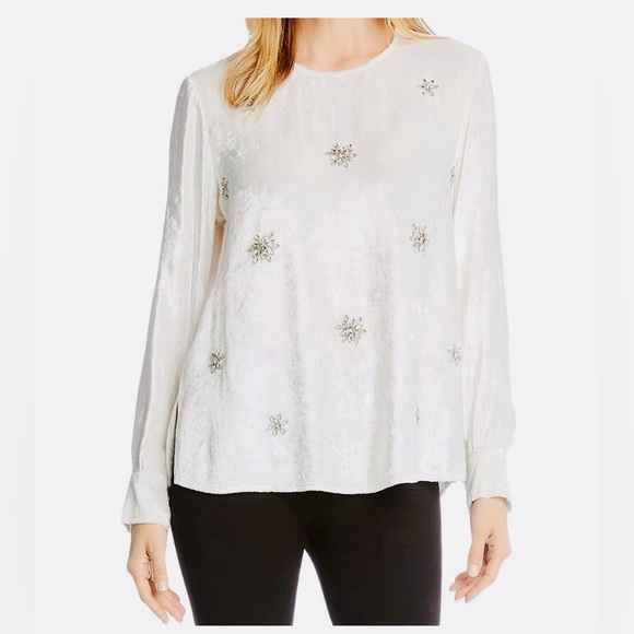 Karen Kane Tops - Karen Kane Ivory Embellished Long-Sleeve Tunic